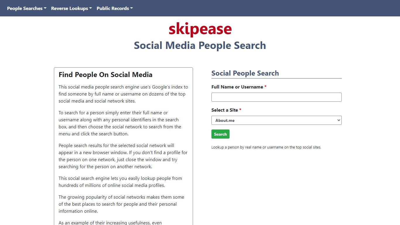 The Social Media People Search | Skipease
