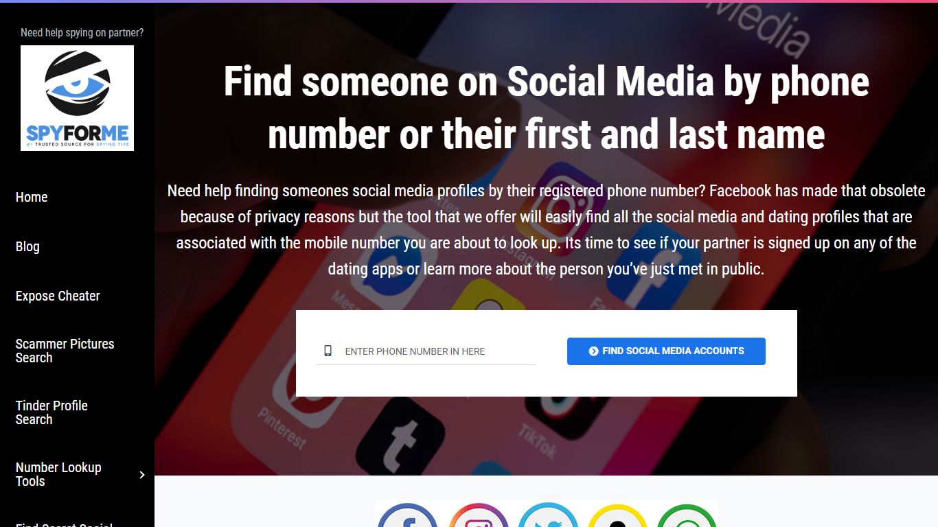 Find someone on Social Media by phone number or their ... - Spy for Me